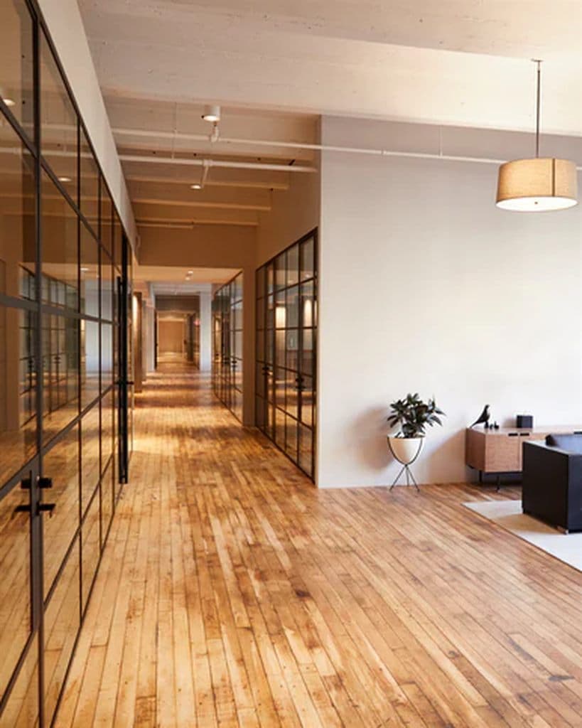 Premium hardwood flooring in commercial space