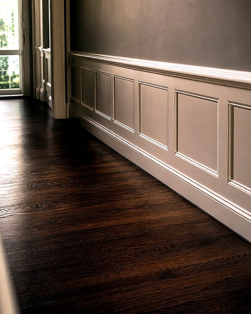 Red oak hallway after full restoration